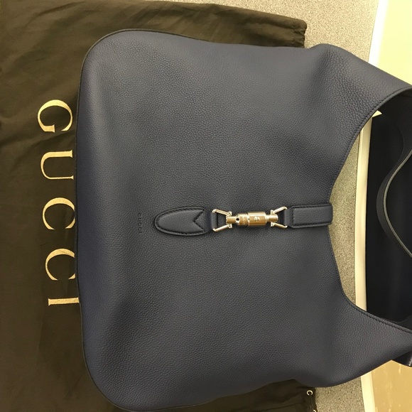 🚫SOLD🚫Gucci Jackie Soft Leather Hobo Bag, Navy - Picture 4 of 8
